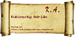 Kubinszky Adrián névjegykártya